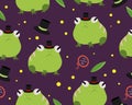 Pattern with frogs with hats